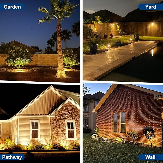 Solar Spot Lights Outdoor10 Pack/56 LED Outdoor Lights for Yard Waterproof IP68 4 Lighting Modes Solar Landscape Spotlights Auto On/Off Solar Powered Flood Lights Garden PathwayWarm White