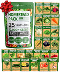 HOME GROWN 25 Heirloom Vegetable Seeds Kit - 12000+ Non-GMO Seeds for Planting Vegetables Survival Garden Seed Vault Tomatoes Carrots Beans Kale Peppers Indoor Outdoor Garden