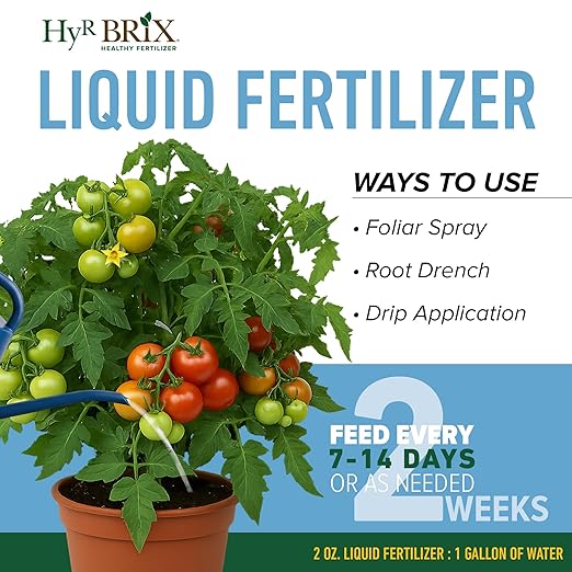 HyR BRIX All-Purpose Liquid 4-3-3 Fertilizer 1 Gallon - Fast-Acting Plant Food with Micronutrients Humic &amp Fulvic Acids - Ideal for Vegetables Flowers Fruits &amp Houseplants