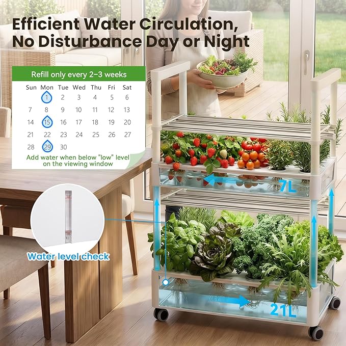 BAOSHISHAN Hydroponics Growing System for Indoor Garden 28-Pods Smart Indoor Gardening System with APP &amp Auto Timer Full Spectrum LED Grow Light Large Water Tank Ideal for Vegetable Fruit Herb