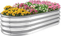 Sponvatt Raised Garden Bed - Outdoor Galvanized Raised Garden Bed Planter Boxes Large Oval Metal for Gardening Planter Box KitSuitable for VegetablesHerbs and Flowers Silver (8x4x1 Ft)
