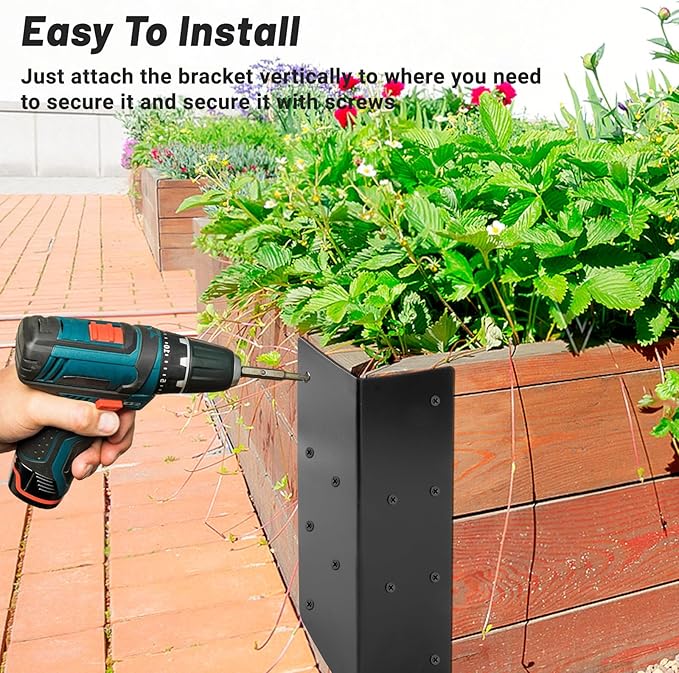 U0U 4 Pcak Raised Garden Bed Corner Brackets11 x 3 x 3 Metal Corner Brackets for WoodBlack Raised Bed Corners with Screws for Vegetable Flower Planter Garden (11 x 3 x 3)