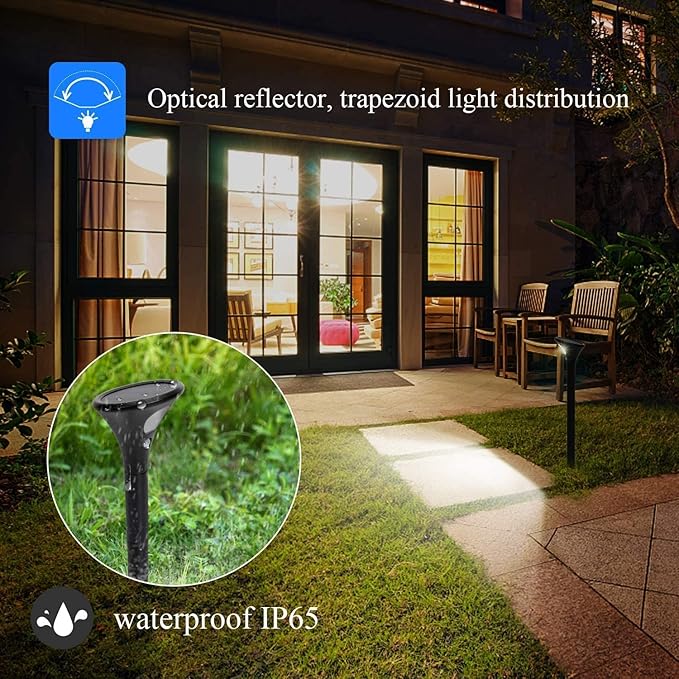 Solar Spot Lights Outdoor 2 PCS Motion Sensor Spotlight Outdoor Lighting Modes IP65 Waterproof Auto On/Off Stake Light for Yard Patio Path(Black)