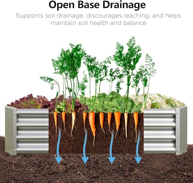 Raised Garden Beds Outdoor for Gardening 92 Large Galvanized Rectangular Plastic Raised Planter Garden Box for Fruit Vegetables Herbs Flowers Growing Bed for Lawn Patio Balcony Silver