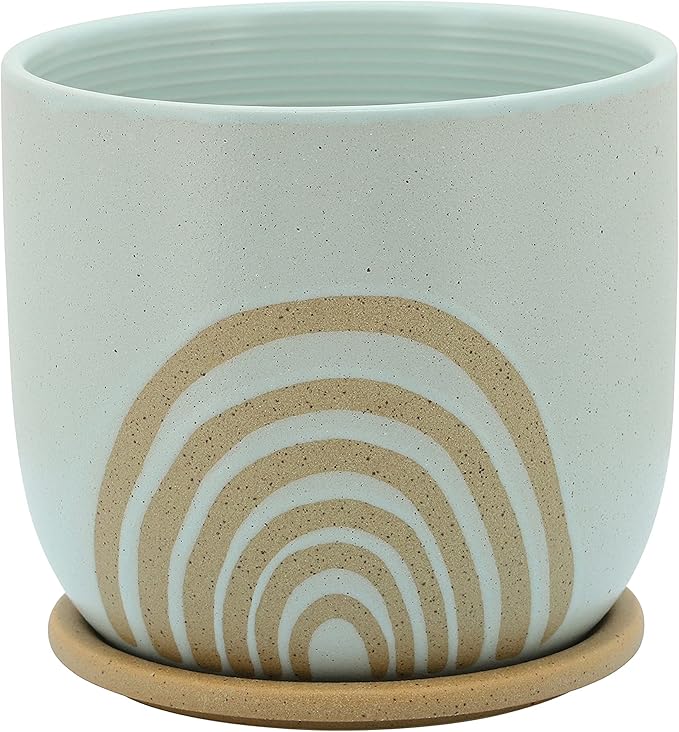 Generic 8 Arch Planter W Saucer Mint Green