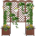 Planter Box with Trellis72in Tall Outdoor Wooden Raised Garden Bed with TrellisPatio Balcony Garden Privacy Planter Box for Climbing PlantsFruitsVegetablesFlowersDark Brown