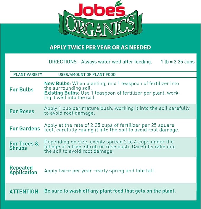 Jobe's Organics Granular Bone Meal Fertilizer Strong Root Development for Bulbs Tomatoes Roses and Other Flowering Plants 4 lbs Bag (Pack of 6)
