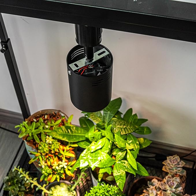 Track Mounted Remote Plant Light Full Spectrum 7W Warm Light Adjusted Angle Industrial Style Black Metal H-Type Track Light for Flowers Growing Indoor Plants Shelf