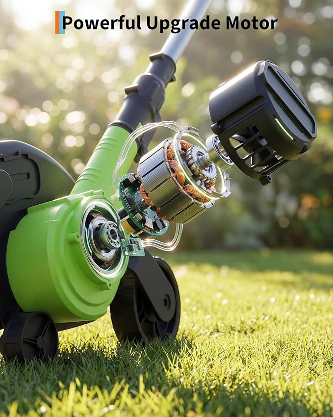 20V Cordless Lawn Edger 9-Inch Blade 4.0Ah Battery Powered Edger Lawn Tool with Dual Wheels 3 Depth Settings LawnTrencher for Yard Garden Patio Driveway Lawn and Sidewalk