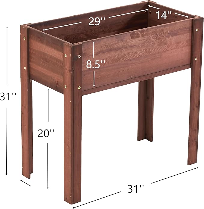 31x31x16 inch Raised Garden Bed with Legs Elevated Wooden Planter Box for Outdoor Plants Flowers Fruits Vegetable Herb Growingg