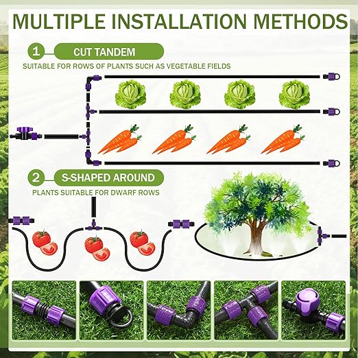 Tondiamo 1000' 5/8 Inch Drip Tape Irrigation Tubing Kit 16 Mil 6 Spacing Garden Hose Watering Tube Line Automatic Equipment for Garden Irrigation System Farms Landscape Lawn