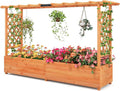 ORALNER Raised Garden Bed with Trellis Wooden Planter Box with Climbing Frame Outdoor Elevated Garden Box for Vegetables Herbs Flowers Fruits (Large)