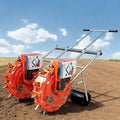 Garden Push Seeder Handheld Roller Seeding Machine Two-Wheeled Precision Manual Roller Seeding Machine with 12 Nozzles Depth Adjustment