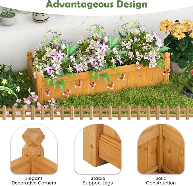 IRONMAX Raised Garden Beds 43.5 X 16 X 14 Wooden Planters for Outdoor Plants Vegetable Flowers Herbs Elevated Planter Boxes with Drainage Holes for Patio Backyard Balcony