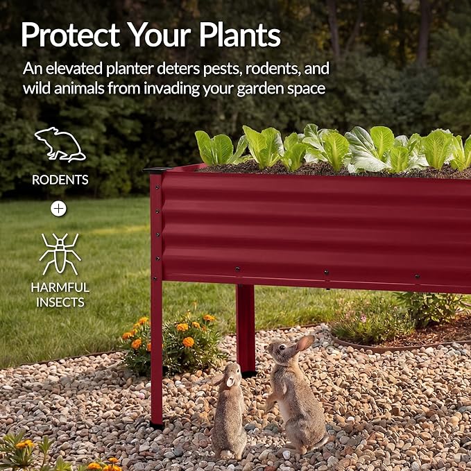 Best Choice Products 48x24x30in Galvanized Raised Garden Bed Metal Elevated Planter Box Vegetable Garden for Backyard Patio Balcony - Royal Red