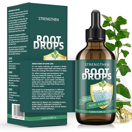 Root Drops – Liquid IBA Rooting Hormone for Cuttings | Speeds Up Propagation | Works in Water Soil Moss LECA | for Indoor Houseplants Like Pothos Monstera (4 oz)