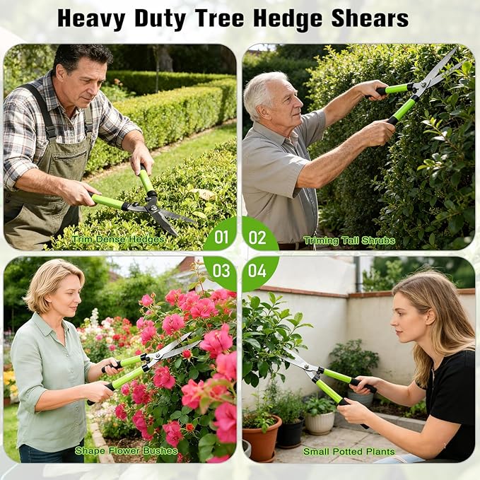 21Garden Hedge Shears and 8Pruning Shears SetManual Hedge Clippers with Steel Wavy Blades Heavy Duty Gardening ClippersSharp Pruners Scissors for Trimming BordersGrassBushBoxwood Yard Tools