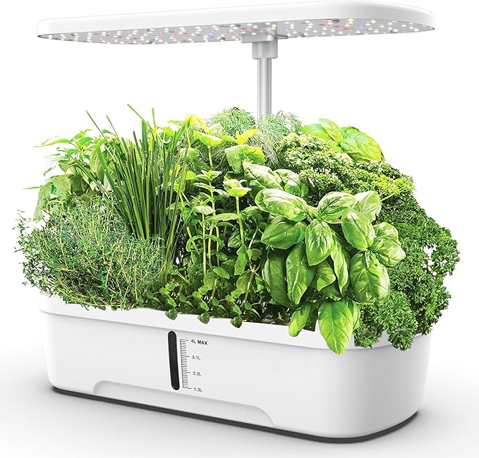Hydroponics Growing System Indoor Garden12 Pods Indoor Gardening System with LED Grow Light Height Adjustable Plants Germination Kit Hydroponic Planter Fresh Harvest (White)