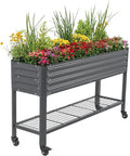 Rolling Elevated Raised Garden Bed - Slim Series 1.5' x 5.5' Outdoor Planters Boxes with Legs &amp Storage Rack for Patio 750 Lbs Weight Capacity Raised Beds for Gardening Herbs Flowers Modern Gr