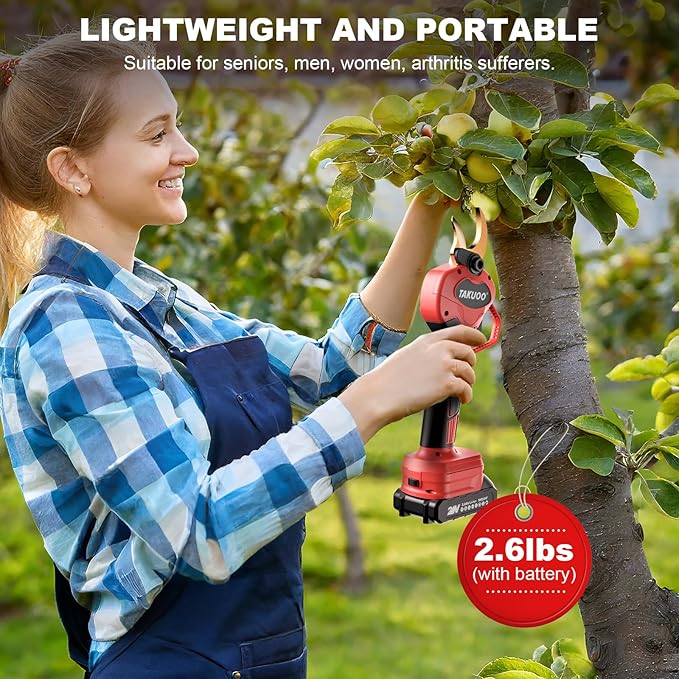 Cordless Electric Pruning Shears 1.6 Cutting Diameter Power Pruner Brushless Branch Cutter with LCD Display Dual 2.0Ah 21V Battery Powered Trimming Scissors for Gardening Tree Pruning