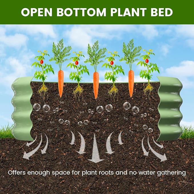 3 Pcs 2x2x1ft Round Galvanized Raised Garden Bed Kit with Tomato Cages Metal Planter Box Outdoor Raised Garden Beds for Gardening Vegetables Flowers Green