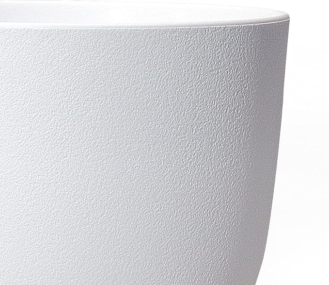 WOUSIWER Plant Pots 10/9/8 inch Set of 3 Modern Decorative Plastic Planters with Drainage Holes and Saucers for House Plants Indoor Flowers Plants White