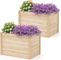 Giantex Set of 2 Wood Raised Garden Bed 40x25x26 Elevated Planter Box w/Open-Ended Base for Deep-Rooted Plant Vegetable Fruit Flower Outdoor Solid Wood Planter for Patio Backyard (40x25x26)