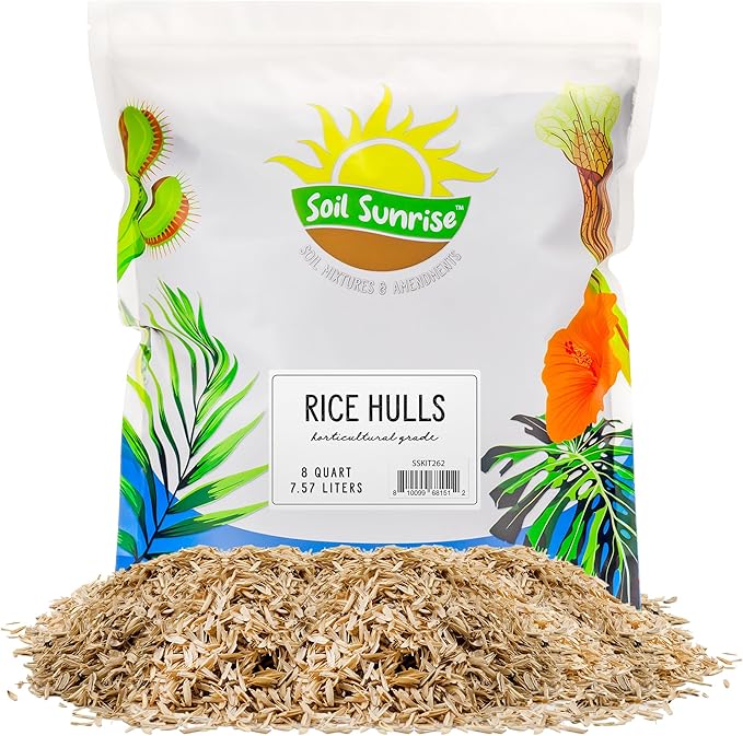 Soil Sunrise Organic Horticultural Grade Rice Hulls (8 Quarts) All-Natural Soil Amendment for Houseplants Gardening Seed Starting &amp Chicken Bedding