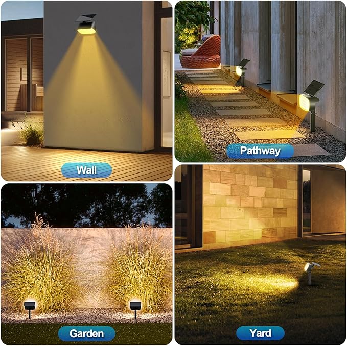 108 LED Solar Spot Lights Outdoor Solar Lights Outdoor IP65 Waterproof 3 Modes Solar Landscape Spotlights Large Solar Powered Panel Lights for Garden Yard Pathway(Warm White/6 Pack)