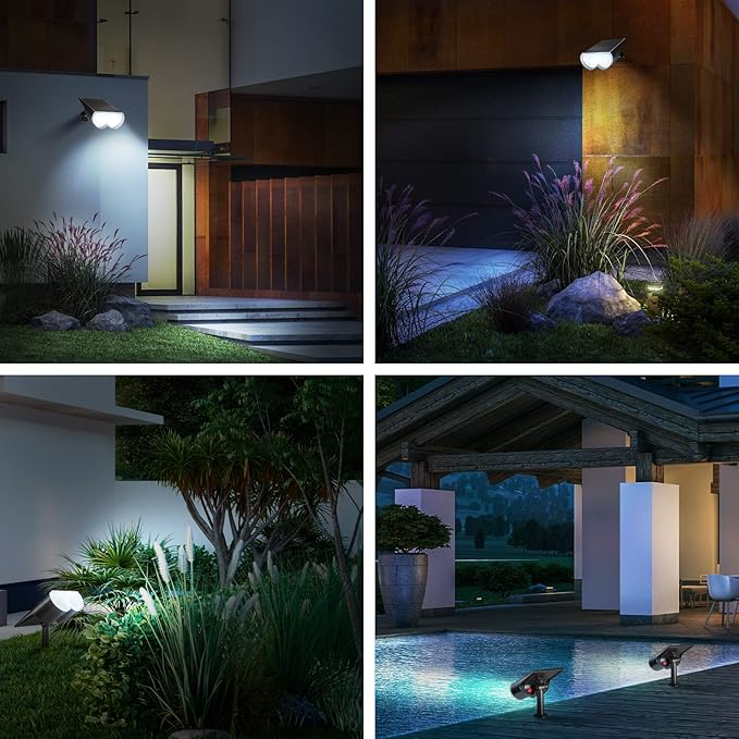 Solar Lights Outdoor Waterproof Consciot 16 LEDs IP67 Spot Lights Outdoor Auto On/Off Solar Landscape Spotlights 2-in-1 Adjustable Wall Lights for Garden Yard Pathway Cool White 4 Pack