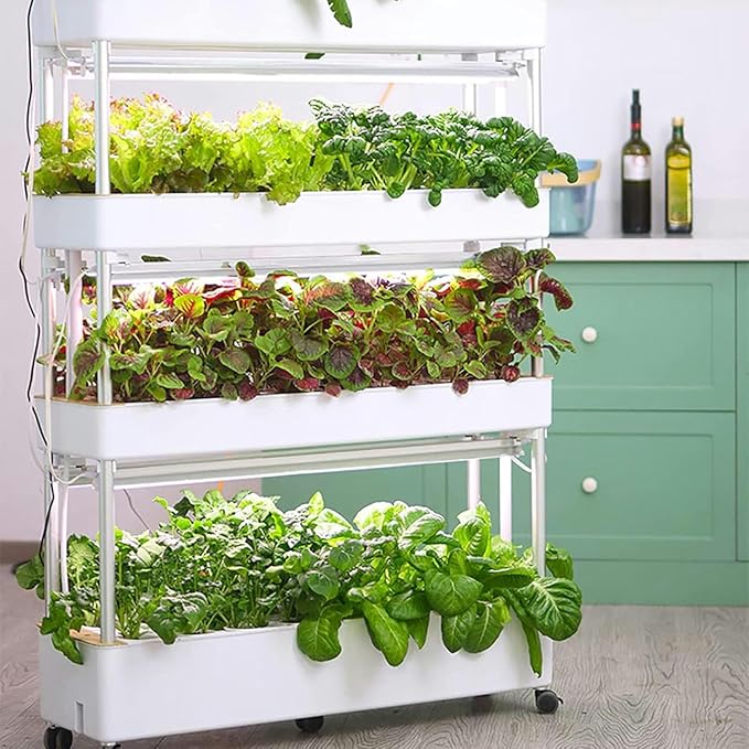 Hydroponics TowerGarden Hydroponic Growing System48/64 /90/120 Planting Spaces PVC Vegetables Hydroponic Grow KitIndoor Gardening Systemfor s Fruits and Vegetables (64hole)