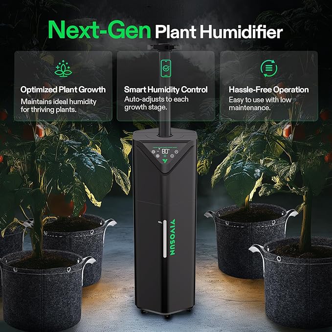 VIVOSUN AeroStream H19 Intelligent Environmental 19L Humidifier with Temp &amp Humidity Probe Top Control Panel Smart Remote Control Designed Specifically for Use with Grow Tents