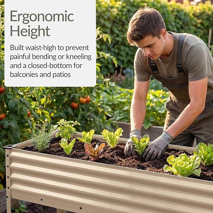 Best Choice Products 48x24x30in Galvanized Raised Garden Bed Metal Elevated Planter Box Vegetable Garden for Backyard Patio Balcony - Beige