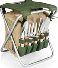 Picnic TIME Star Wars Darth Vader Gardener Folding Seat with Tools Folding Garden Stool with Detachable Tote and Hand Tool Set Organizer Portable Gardening Chair (Olive Green with Beige Accents)