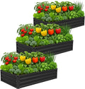 3 Pack 6x3x1FT Galvanized Raised Garden Beds Kit Outdoor Metal Gardening Planter Box for Vegetable Elevated Flower HerbsBlack