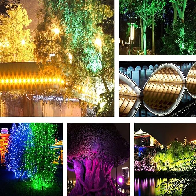 Led Beam Light - Outdoor Spotlight AC 220V Round LED Floodlight IP65 Waterproof Triple Plug-in Tree Lamp Garden Courtyard Greening Lawn Projection Tree Landscape Spotlight(RedA-24W)