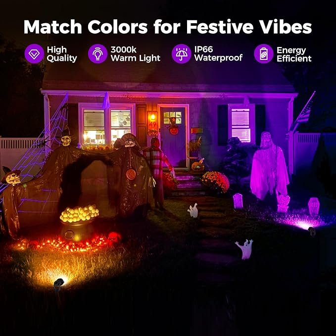 L LOHAS LED Halloween Spotlight Orange 1Pack + Purple 3Pack