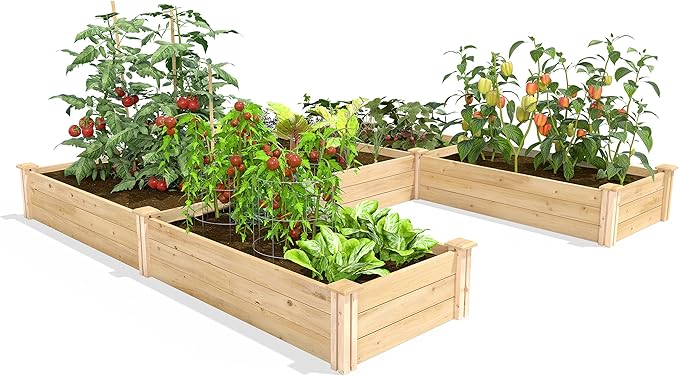 Greenes Fence Premium Cedar Raised Garden Bed 8' x 8' x 10.5 (3/4 Thick) U-Shaped Bed - Made in USA with North American Cedar