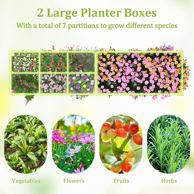 Wooden Raised Garden Bed 90 Elevated Flower Bed with 2 Planter Boxes &amp Dividers for Growing Vegetables Fruits Herbs Rectangular Garden Planter for Backyard &amp Lawn