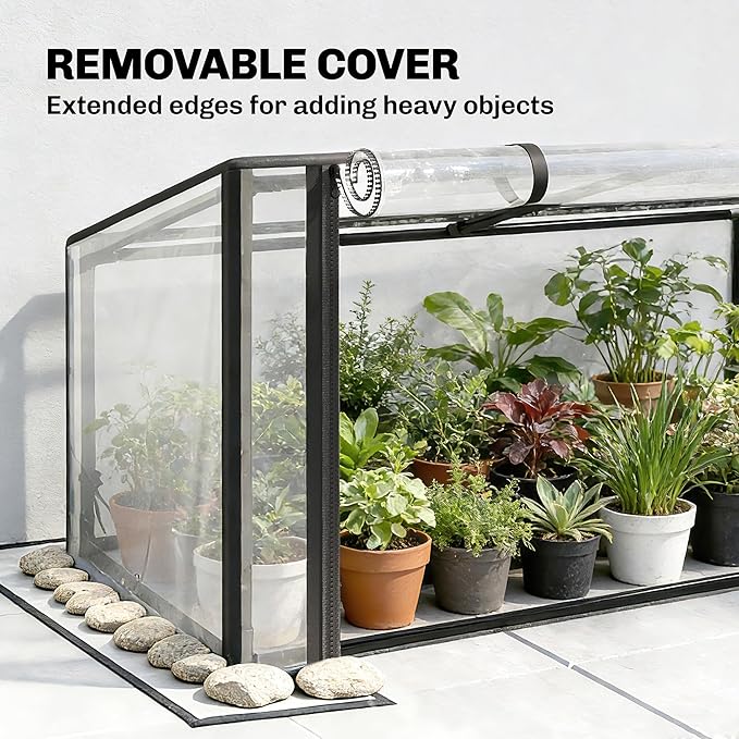 Outsunny Raised Garden Bed with Flip-Up Greenhouse Cover Metal Elevated Garden Bed with Legs and Drainage Hole Outdoor Raised Planter Box for Vegetables Herbs Flowers 39.4 x 18.9 x 52.8 Black
