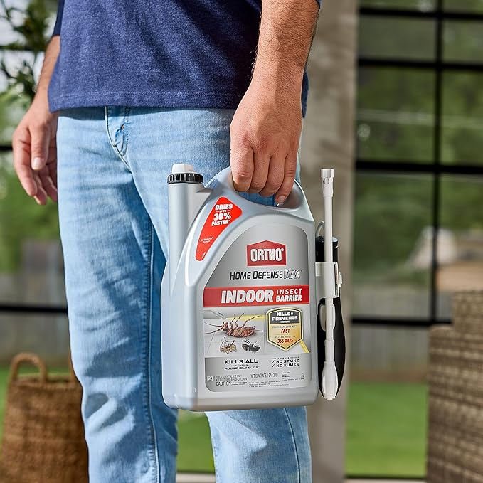 Ortho Home Defense Max Indoor Insect Barrier with Extended Reach Comfort Wand - Ready-To-Use Home Bug Spray Kills Ants Roaches Spiders Fleas and Ticks 1 gal.
