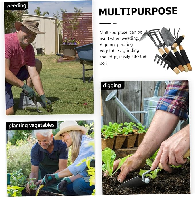 balacoo 1set Ergonomic Gardening Tool Kit Hand Shovel and Rake for Bonsai Potted Plants and Vegetables Portable Garden Tools for Easy Digging and Weeding