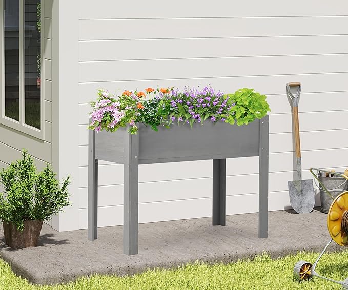 40x20x31 inch Raised Garden Bed with Legs Elevated Wooden Planter Box for Outdoor Plants Flowers Fruits Vegetable Herb Growing