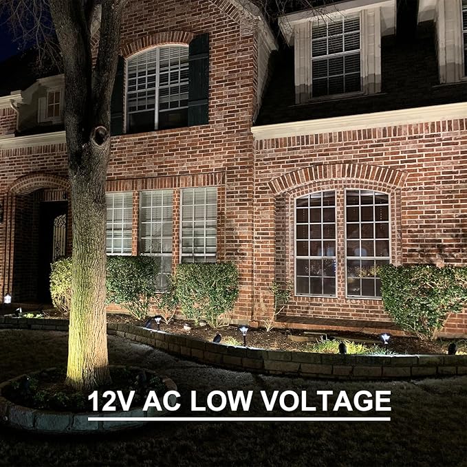 GOODSMANN Low Voltage LED Landscape Wall Wash Kits 8PK Spotlight &amp Floodlight 18W 2700K Outdoor Lights Brown Finish Outside Hardwired Lighting with Metal Stake Cable Connector Replaceable