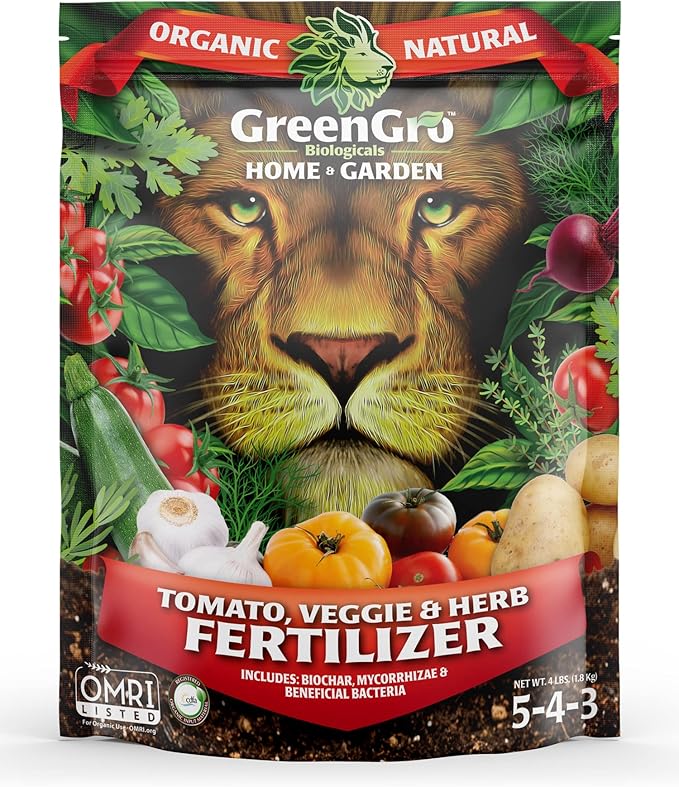 GreenGro Veggie Herb &amp Tomato Fertilizer - Outdoor &amp Indoor Plant Food for Edible Plants/Organic Fertilizer &amp Flower Food for Vegetable Garden/Improve Harvest with Vital Plant Nutrients