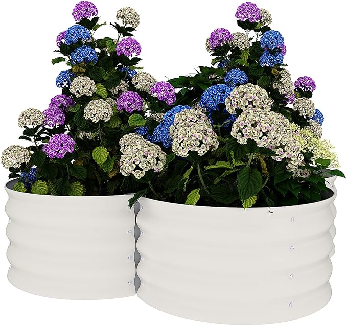2-Pack Galvanized Steel Raised Garden Beds 48''x 48''x 12'' Outdoor Planter Boxes Open-Base Design for Vegetables &amp Flowers Easy Assembly Patio &amp Lawn Gardening Kit White