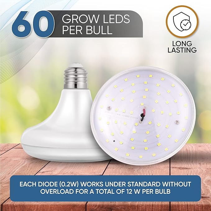 OmniHW 24 ft Full Spectrum LED Grow String Light- 12 Bulbs with 2ft Spacing for Plants Veg Flowers &amp Seedling in Greenhouse Indoor &amp Outdoor- 120 Hi- Efficacy Large Lightning Area&amp Waterpr