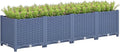 Outsunny 5 x 1 x 1 ft Raised Garden Bed Indoor Outdoor Plastic Planter Box with Drainage Holes Drain Plugs and Water Reservoirs for Vegetables Herbs Flowers &amp Succulents Blue
