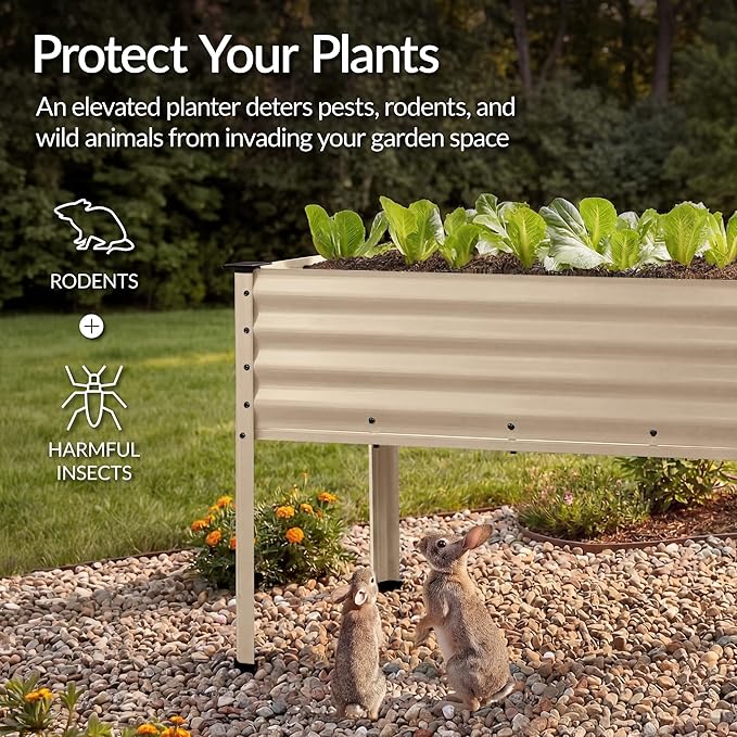 Best Choice Products 48x24x30in Galvanized Raised Garden Bed Metal Elevated Planter Box Vegetable Garden for Backyard Patio Balcony - Beige