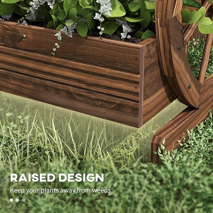 Outdoor PlanterWooden Wagon Planter Box3 Tier Raised Garden Bedfor Vegetables Flowers Herbs
